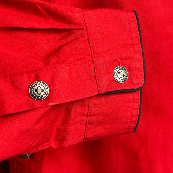 Baxter and Wells Red Embroidered Bead Embellished Western Shirt Women's Size L - Picture 6 of 13
